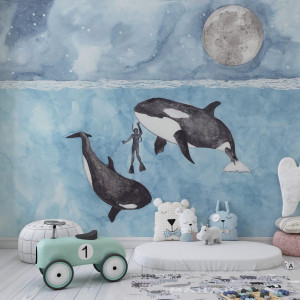 Tapeta na ścianę - orca fantasy , rodzaj - tapeta flizelinowa