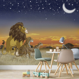 Tapeta na ścianę - safari kings by night , rodzaj - tapeta winylowa strukturalna