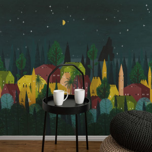 Tapeta na ścianę - colourful night , rodzaj - próbka tapety 50x50cm