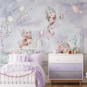 Tapeta na ścianę - lavender mermaid , rodzaj - tapeta flizelinowa
