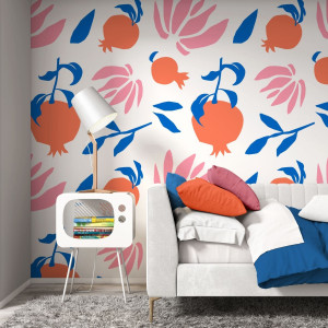 Tapeta na ścianę - line art fruits , rodzaj - tapeta flizelinowa laminowana