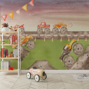 Tapeta na ścianę - monster trucks , rodzaj - tapeta winylowa strukturalna