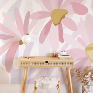 Tapeta na ścianę - pink art flora , rodzaj - tapeta flizelinowa laminowana