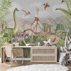 Tapeta na ścianę - dino world , rodzaj - próbka tapety 50x50cm