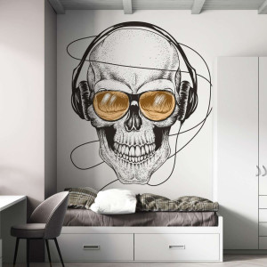 Tapeta na ścianę - music skull , rodzaj - tapeta flizelinowa