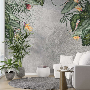 Tapeta na ścianę - tropical concrete , rodzaj - tapeta flizelinowa