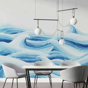 Tapeta na ścianę - watercolor waves art , rodzaj - tapeta winylowa strukturalna