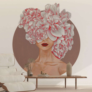 Tapeta w kształcie koła - lady flora , rodzaj - tapeta flizelinowa laminowana