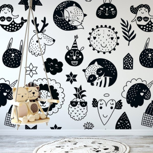 Tapeta dla dzieci - scandi family , rodzaj - próbka tapety 50x50cm