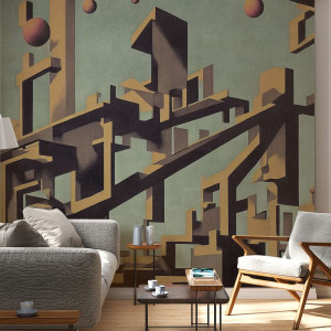Tapeta 3d na ścianę - bauhaus city , rodzaj - tapeta flizelinowa