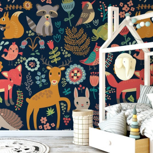 Tapeta dziecięca - forest animals , rodzaj - tapeta flizelinowa laminowana