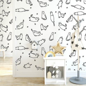 Tapeta dziecięca - kittens world , rodzaj - próbka tapety 50x50cm