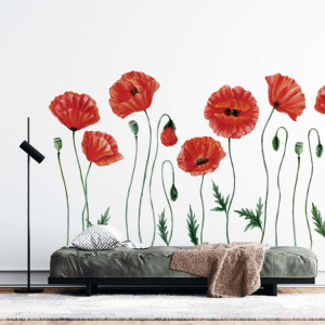 Tapeta na ścianę - poppy flowers , rodzaj - tapeta winylowa strukturalna