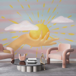 Tapeta na ścianę - sun in my hand , rodzaj - próbka tapety 50x50cm