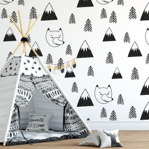 Tapeta dziecięca - foxy adventure , rodzaj - tapeta winylowa strukturalna