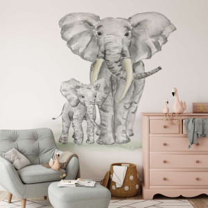 Tapeta na ścianę - elephant family , rodzaj - próbka tapety 50x50cm