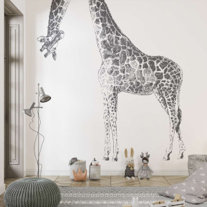 Tapeta dla dzieci - looking giraffe , rodzaj - próbka tapety 50x50cm