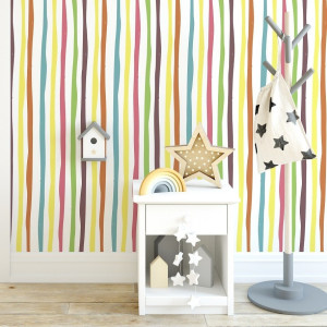 Tapeta dziecięca - rainbow stripes , rodzaj - tapeta winylowa strukturalna