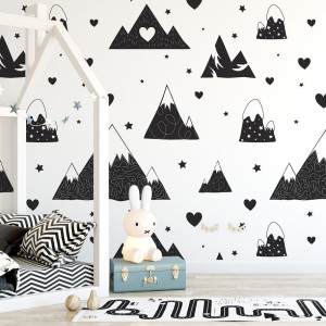 Tapeta dziecięca - lovely mountains art , rodzaj - tapeta flizelinowa