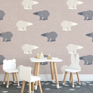 Tapeta dziecięca - snowy bear , rodzaj - tapeta flizelinowa laminowana