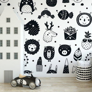 Tapeta dziecięca - scandi wall , rodzaj - tapeta flizelinowa laminowana