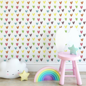 Tapeta dziecięca - rainbow hearts , rodzaj - tapeta flizelinowa laminowana