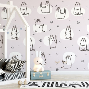 Tapeta dziecięca - pink kittens , rodzaj - tapeta winylowa strukturalna