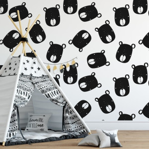 Tapeta dziecięca - scandinavian bears , rodzaj - próbka tapety 50x50cm