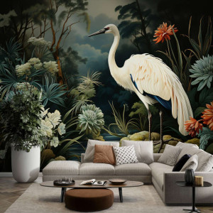 Tapeta na ścianę - retro heron , rodzaj - tapeta winylowa strukturalna