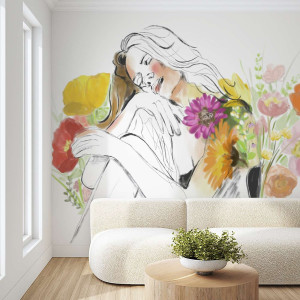 Tapeta na ścianę - lady in flowers , rodzaj - próbka tapety 50x50cm