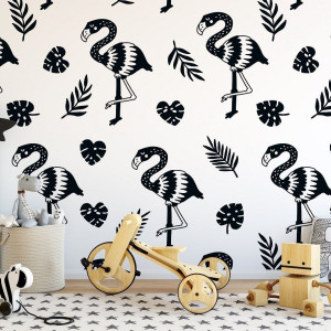 Tapeta dziecięca - scandi flamingos , rodzaj - próbka tapety 50x50cm