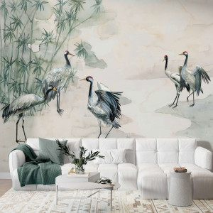 Tapeta na ścianę - cranes chill , rodzaj - tapeta flizelinowa laminowana