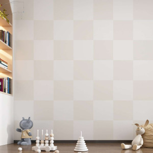 Tapeta na ścianę - beige chessboard , rodzaj - tapeta flizelinowa