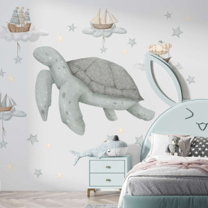 Tapeta na ścianę - pastel turtle , rodzaj - próbka tapety 50x50cm