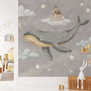 Tapeta na ścianę - sky whale , rodzaj - tapeta flizelinowa laminowana