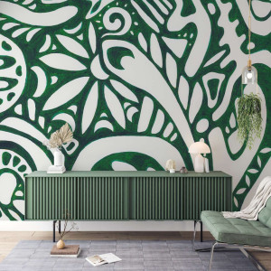 Tapeta na ścianę - green aztec , rodzaj - tapeta flizelinowa laminowana