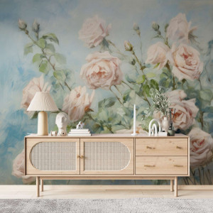 Tapeta na ścianę - oldschool roses , rodzaj - tapeta flizelinowa laminowana