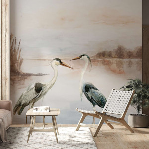 Tapeta na ścianę - heron couple , rodzaj - tapeta flizelinowa