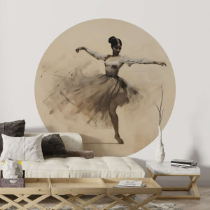 Tapeta w kształcie koła - ballerina retro , rodzaj - tapeta winylowa strukturalna