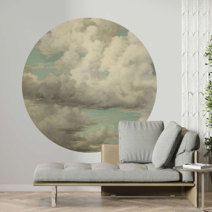 Tapeta w kształcie koła - cloudy turquoise , rodzaj - próbka tapety 50x50cm