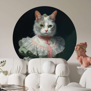 Tapeta w kształcie koła - madame cat , rodzaj - tapeta winylowa strukturalna