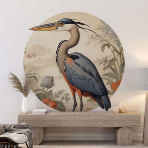 Tapeta w kształcie koła - majestic heron , rodzaj - tapeta flizelinowa laminowana