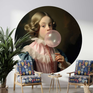 Tapeta w kształcie koła - bubble gum lady , rodzaj - tapeta flizelinowa