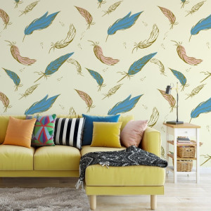 Tapeta na ścianę - color feathers , rodzaj - tapeta flizelinowa laminowana