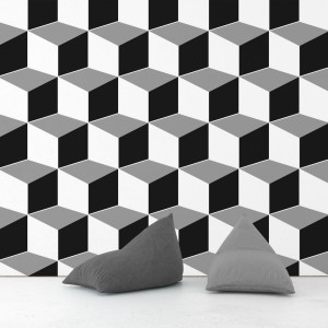 Tapeta na ścianę - dark blocks 3d , rodzaj - tapeta flizelinowa laminowana