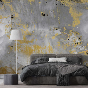 Złota tapeta - golden concrete , rodzaj - tapeta złota flizelinowa