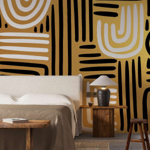 Złota tapeta - golden maze art , rodzaj - tapeta złota flizelinowa