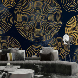 Złota tapeta - golden tree rings , rodzaj - tapeta złota flizelinowa