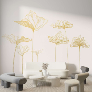 Złota tapeta - subtle flowers , rodzaj - próbka tapety 50x50cm