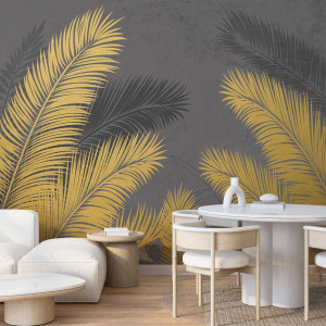 Złota tapeta - grownig golden palm , rodzaj - próbka tapety 50x50cm